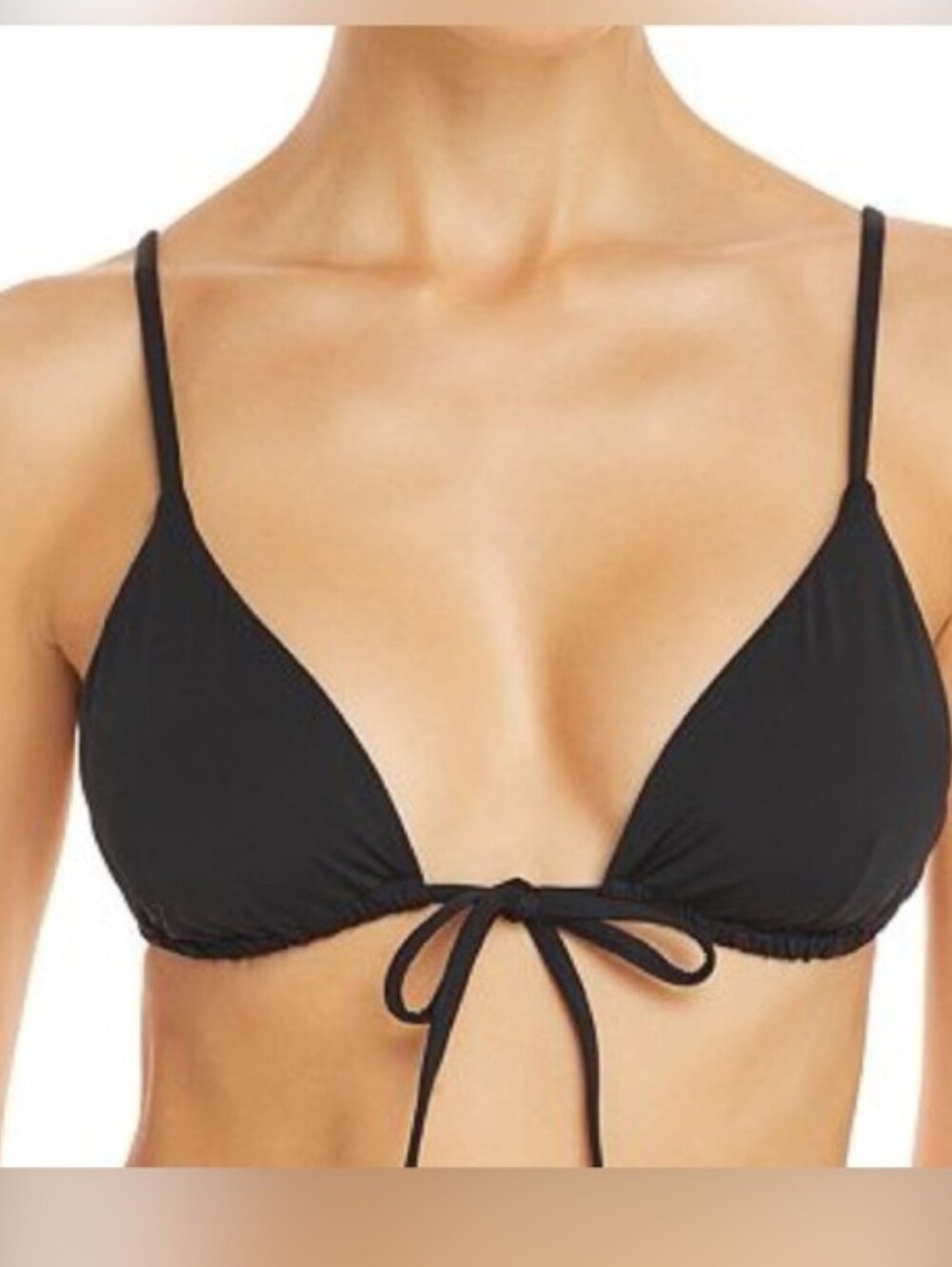 WeWoreWhat Black Tie-Front Triangle Bikini Top M